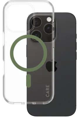 Obrázok produktu pre PanzerGlass CARE™ by ® Urban Combat Case Transparent w. Green MagSafe iPhone 16 Pro, Ochranný obal, Apple, Apple - iPhone 16 Pro, Priehľadná