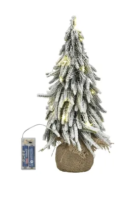 Produktbild von Weihnachtsbaum mit Beleuchtung im Jutesack 20LED mit Timer grün Ø18cmH36cm Weihnachten Dekoration Advent