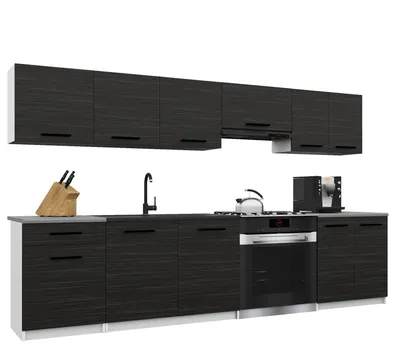 Immagine prodotto di Belini - Angolo cottura moderno ITALIA 2 - Mobili da cucina 240 cm in ebano - Cucina componibile con pensili, mobili base e piani di lavoro