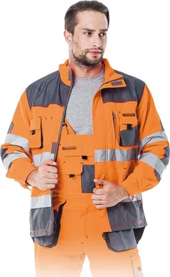 Produktbild von Warnjacke WARNSCHUTZ PILOTENJACKE Arbeitsjacke Warnschutzjacke (LH-FMNX-J) orange, Gr. S