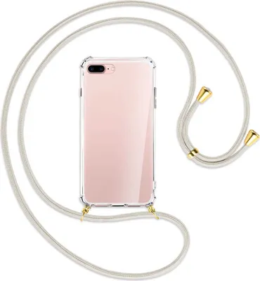 Produktbild von Handykette Backcover-Schutzhülle mit Band (Metall goldfarben) für Apple iPhone 7 Plus / 8 Plus - broken white