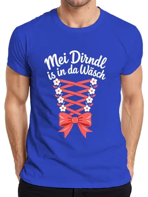 Zdjęcie produktu dla Mei Dirndl – Spodnie skórzane dla mężczyzn, alternatywa dla stroju , koszulka, niebieska, rozmiar XXL