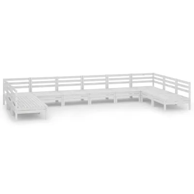 Produktbild von vidaXL 10-tlg. Garten-Lounge-Set Weiß Massivholz Kiefer
