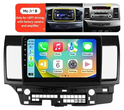 Obrázek produktu pro CarPlay, přehrávání multimédií, kompatibilita s dotykovým displejem, kompatibilní s modelem Mitsubishi Lancer 10 CY v letech 2007-2012, model P4CP (4 GB RAM, 64 GB úložiště)