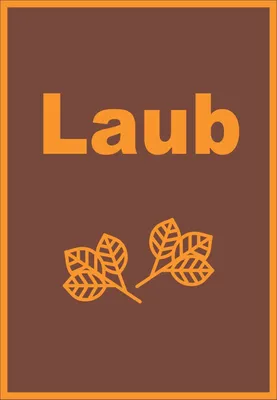 Produktbild von Laub Mülltrennung Schild mit Text Symbol Blätter Blattwerk hochkant A6 Rückseite selbstklebend