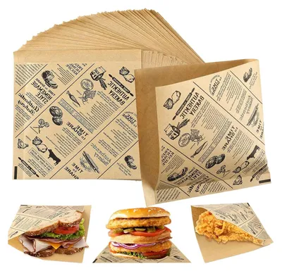 Produktbild von 200 Stk Burger Papier 15x15cm Dicke Deli Papierblätter Wasserdicht Ölabweisend für Burger,Pommes,Sandwich Auch als Käsepapier Backpapier Ersatz