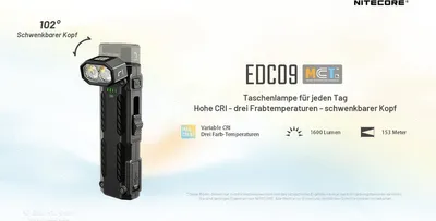 Zdjęcie produktu dla Nitecore EDC09 – 1600 lumenów, latarka kątowa