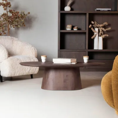 Produktbild von Giga Meubel Couchtisch Stijn - Oval Dunkelbraun Holz - 130x60x35cm