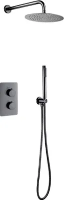 Produktbild von Unterputz Regendusche 25 cm Komplettset mit Wandbrausekopf Arm Grau Gebürstet