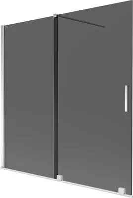 Produktbild von Mexen Velar Duschabtrennung für die Badewanne, 2-flügelig, 160 x 150 cm, graphit, chrom - 896-160-000-41-01