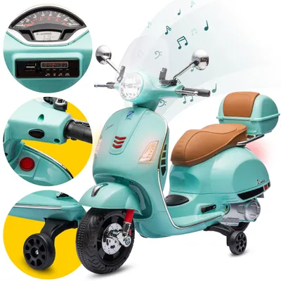 Obrázok produktu pre Vespa elektrický skúter od 3 rokov elektrické vozidlo detské vozidlo skúter kufor zelená Sun Baby
