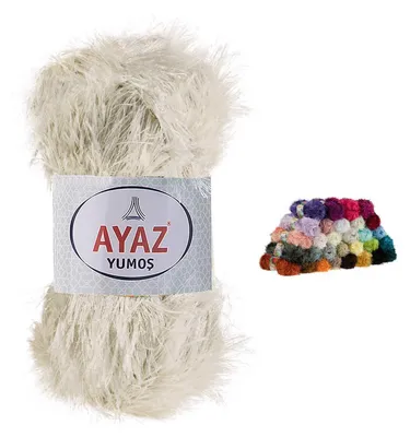 100g Strickgarn Yumos Fransenstrickgarn Strickwolle, beige