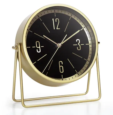 Tischuhr, Vintage-Metall, gold, 19x6x18 cm, batteriebetrieben, leise