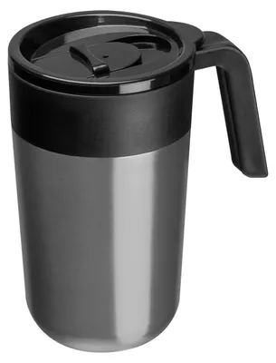 Produktbild von Doppelwandiger Trinkbecher aus Edelstahl / 400ml / Farbe: silbergrau