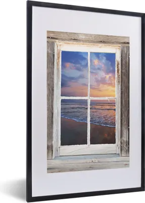 Produktbild von MuchoWow® Gerahmtes Poster Aussicht - Strand - Meer 40x60 cm - Poster mit Schwarzem Bilderrahmen Wandposter Rahmen Foto Bilder - Poster in Rahmen