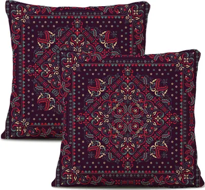 Obrázok produktu pre 2-balenie obliečok na vankúše Plyšové vlákno 45 cm X 45 cm, Dekoračný poťah na vankúš, Mandala, Bohémsky, Boho dekor, Hippie, Retro etno vankúš na gauč, spálňu, obývaciu izbu, farmu
