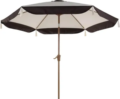 Obrázok produktu pre Veľký terasový slnečník Ø270 cm béžový so strapcami a kľukou s UV ochranou