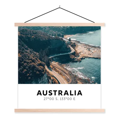 Produktbild von MuchoWow® Textilposter Australien - Meer - Straßen 120x120 cm mit holzfarbenen Rahmen - Textil-Poster