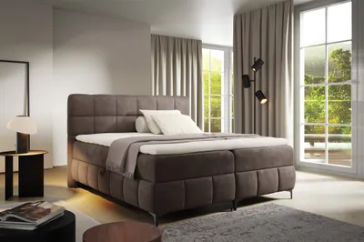 Produktbild von Boxspringbett Schlafzimmerbett SOPHIE 160x200cm Stoff Salvador Schokobraun