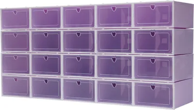 Produktbild von Schuhboxen 20er Set Schuhaufbewahrungsbox Schuhorganizer Stapelbar Schuhaufbewahrung Transparent Schuhkarton (Lila)