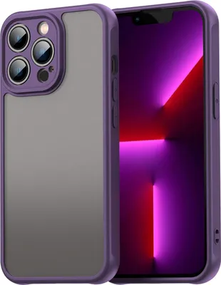 Image de Coque pour iPhone 13 Pro, dos mat translucide avec protection de l'appareil photo, coque de protection antichocs Violet