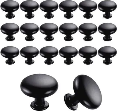 Image de Lot de boutons de meuble ronds noirs de 30 mm