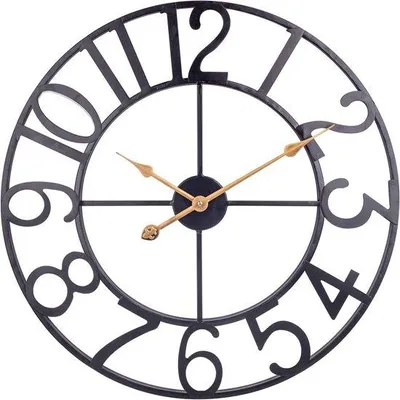 Produktbild von Industrielle Vintage Wanduhr, 76 cm stille metallische Wanduhr, schwarz, für Küche, Wohnzimmer, Schlafzimmer, Büro