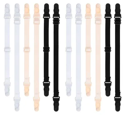 Imagen del producto de Sujetadores para sujetador – 12 unidades – Modelo fijo – Tirantes elásticos para sujetador – Soporte para sujetador – Hebilla antideslizante – Colores: , blanco y beige – Para mujer