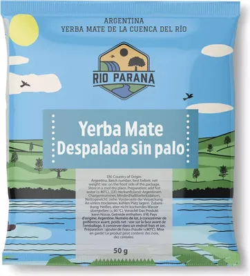 Immagine prodotto di Rio Parana - Campione di tè mate Despalada Sin Palo 50 g - 100% foglie senza steli, essiccate all'aria - Yerba argentina - Invecchiato almeno 1 anno