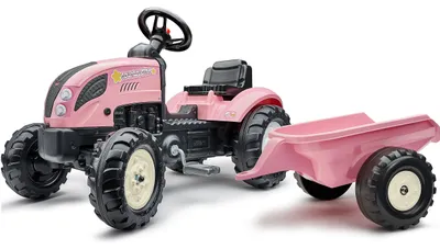 Immagine prodotto di Trattore a pedali rosa Falk Country Star con rimorchio e clacson – 2-5 anni.