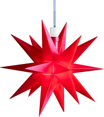 A red star-shaped Christmas decoration.