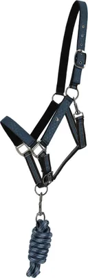 Obrázek produktu pro QHP Halfter-Set Turnout Collection mystic blue Halfter mit Strick , Größe:Pony