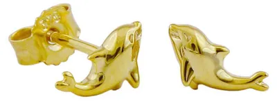 Produktbild von Paar Ohrstecker Ohrringe 8x4mm kleine Delfine aus 9Kt 375 Gold Gelbgold glänzend