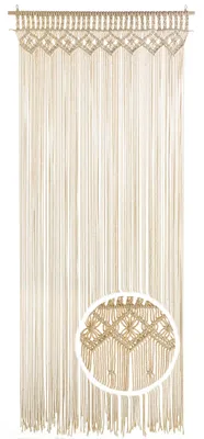 Produktbild von Kobolo Türvorhang Makramee Vorhang TWINE 95x210cm beige 132 Stränge rechteckig Wohnzimmer Vorhänge hängende Trennwände Streifenvorhang Insektenschutz