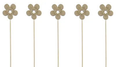 Produktbild von Holz Blumen-Stecker Blüte natur 5 Stück 7 x 36cm Dekostecker Blumenstab Blumenstab Holzstecker