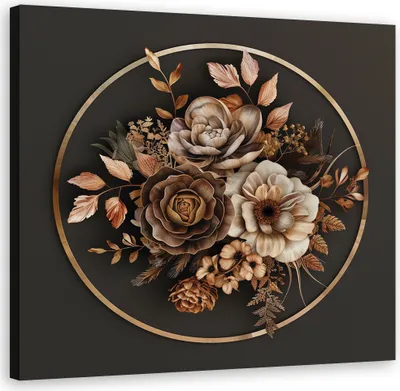Produktbild von Leinwandbild Beżowe Kwiaty I Liście 50x50 Feeby Beige bild für die wand bereit zum aufhängen
