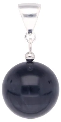 Produktbild von Anhänger blaue Tigerauge Katzenauge & 925 Silber Kugel dunkelblau glatt Damen