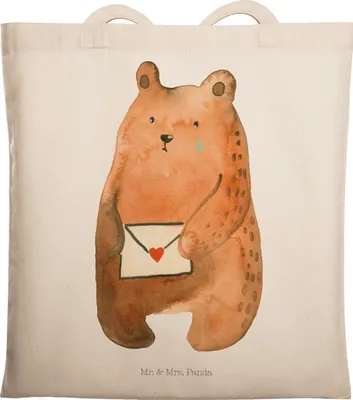 Produktbild von Mr. & Mrs. Panda Tote Bag Bär Liebesbrief - Transparent - Geschenk, Freundin, Freund, Shopping Tasche, Schultasche, Laptoptasche, Jutebeutel, festivaltasche, Liebeskummer