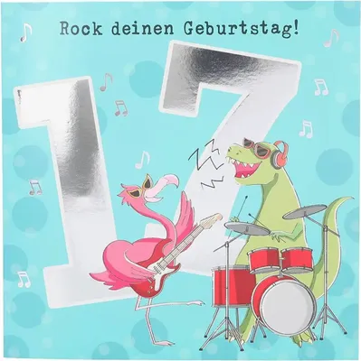 Produktbild von Depesche 11515-027 Zahlenkarte zum 17. Geburtstag mit Musik, veredelte Klappkarte mit originellem Innentext, inkl. Umschlag, Format 15,5 x 15,5 cm