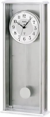 Produktbild von AMS Funkpendel-Wanduhr 5280 - Metallgehäuse Aluminium