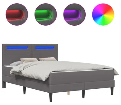 Produktbild von vidaXL Bettrahmen mit LED-Lichtleisten Grau 160 x 200 cm Kunstleder
