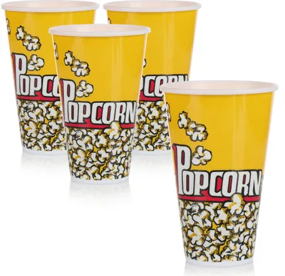 Produktbild von com-four® 4x Popcorn Becher- Popcornschüssel - Getränkebecher zum Popcorn - Kleiner Popcorn-Becher für den perfekten Filmabend zu Hause