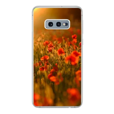 Produktbild von MuchoWow® Handyhülle Schutzhülle Hülle für Samsung Galaxy S10e Orangefarbenes Leuchten über den Mohnblumen auf dem Feld Silikon Softcase Handy Hülle - Handy