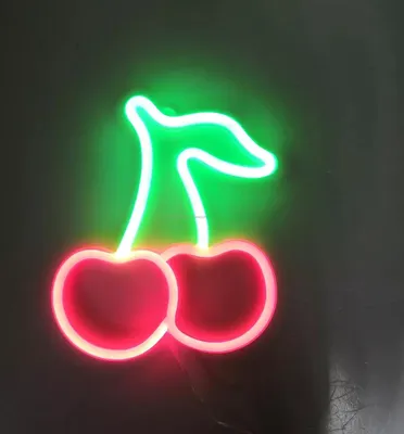 Obrázek produktu pro NEON LED světlo, dekorativní USB světlo na baterie, třešňově červené zelené, cca 30 x 17,5 cm