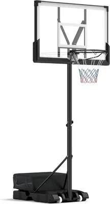 Produktbild von 125-305 cm höhenverstellbarer Basketballkorb, Tragbarer Basketballständer mit Board & Netz, Basketballanlage mit Tasche, für Jugendliche und Erwachsene