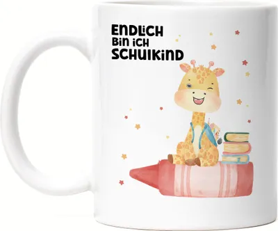 Produktbild von Endlich bin ich Schulkind Tasse Weiß Giraffe Geschenk zur Einschulung 2024