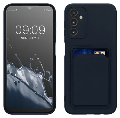 Produktbild von kwmobile Handyhülle für Samsung Galaxy A14 5G Hülle mit Kartenfach - TPU Case - Kabelloses Laden - Schutzhülle Cover in Dunkelblau