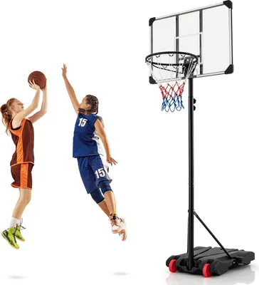 Produktbild von COSTWAY Tragbarer Basketballkorb, höhenverstellbares Torsystem mit bruchsicherer Rückwand, befüllbarer Basis & Transporträdern
