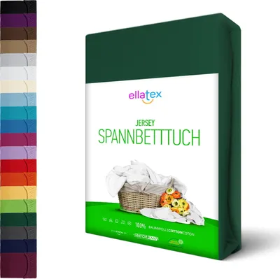 Produktbild von JERSEY Spannbettlaken Spannbetttuch 100% Baumwolle Bettlaken Betttuch Laken, in Größe: 90x200-100x200 cm, in Farbe: Dunkelgrün