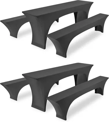 Imagen del producto de Juego de fundas elásticas para mesas, de 6 unidades, color gris oscuro, para eventos